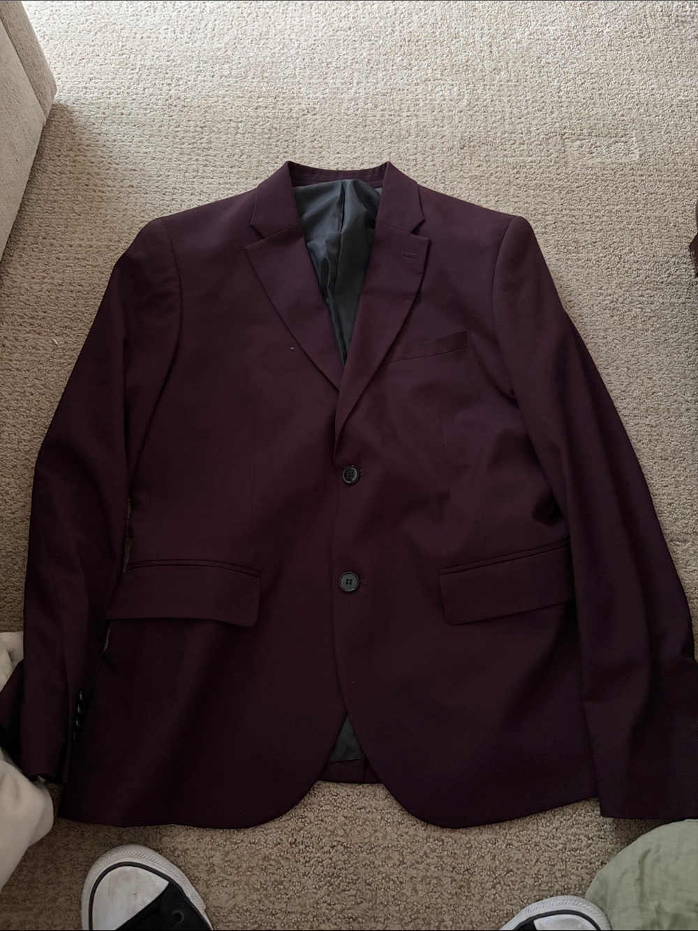 Men's Burgundy Two-Button Blazer